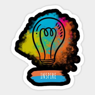 Inspire Colorful Watercolor Bulb for Motivation &Creativity Sticker